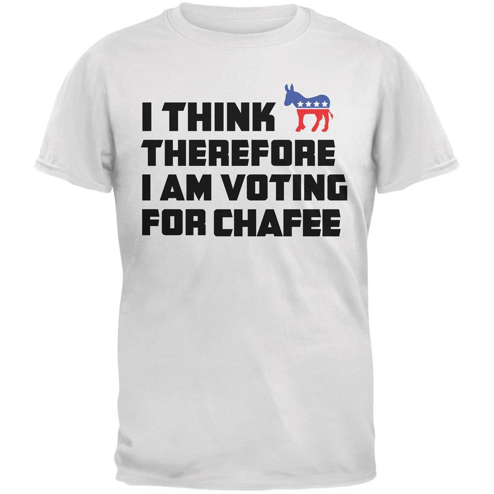 Election 2016 I Think Therefore Chafee White Adult T-Shirt Men's T-Shirts Old Glory 2XL White 