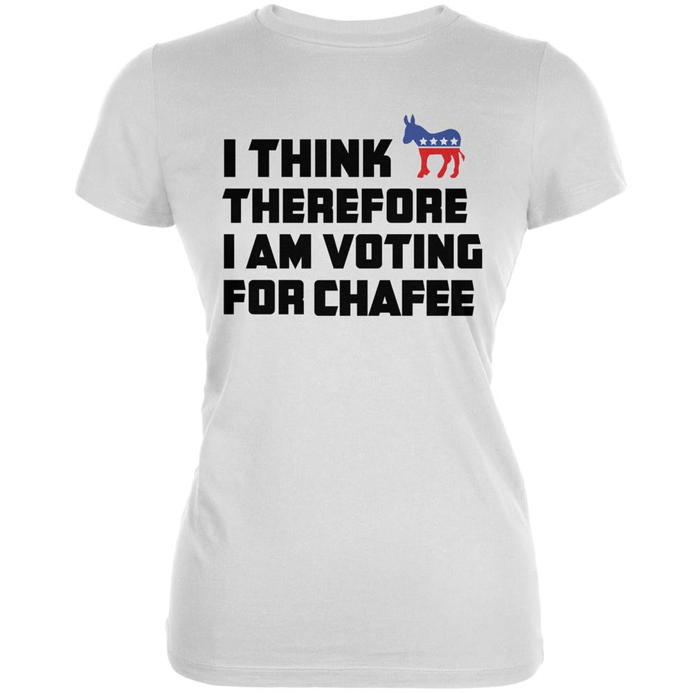 Election 2016 I Think Therefore Chafee White Juniors Soft T-Shirt Juniors T-Shirts Old Glory 2XL White 