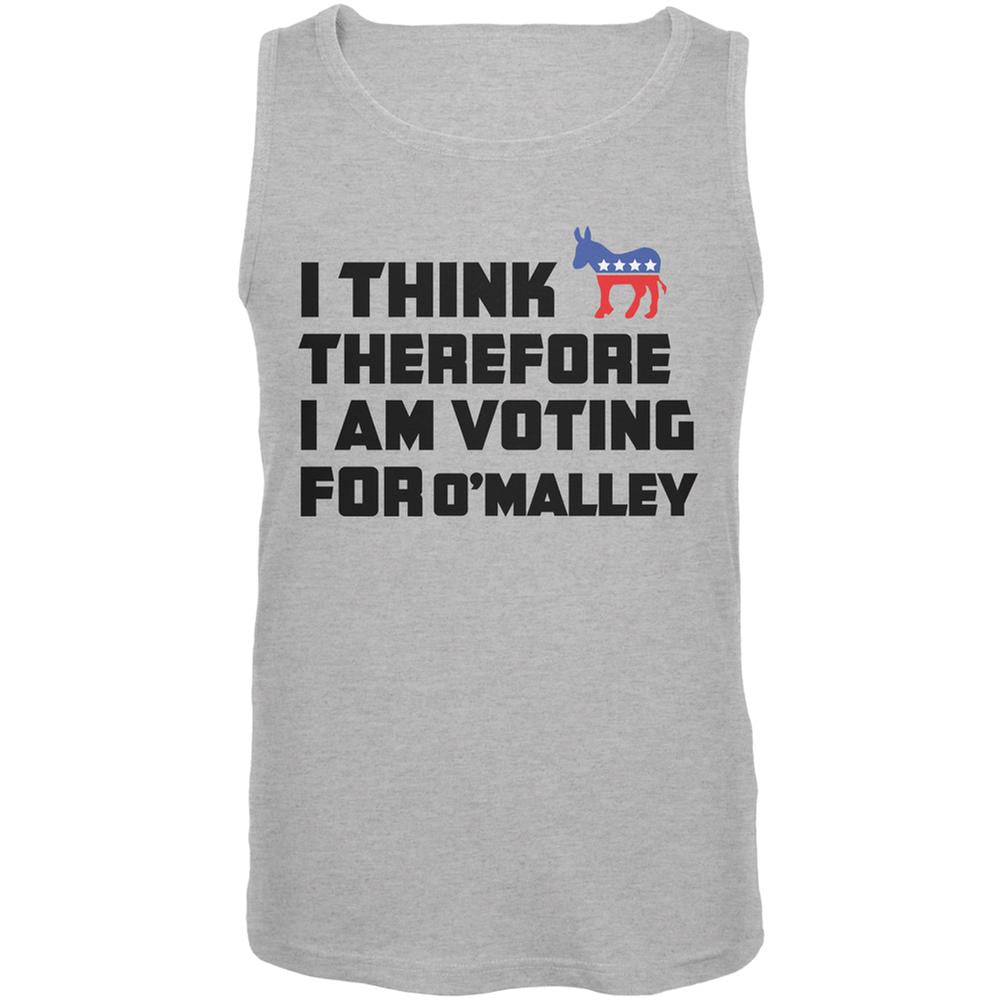 Election 2016 I Think Therefore O'Malley Heather Grey Adult Tank Top Men's Tank Tops Old Glory 2XL Grey 