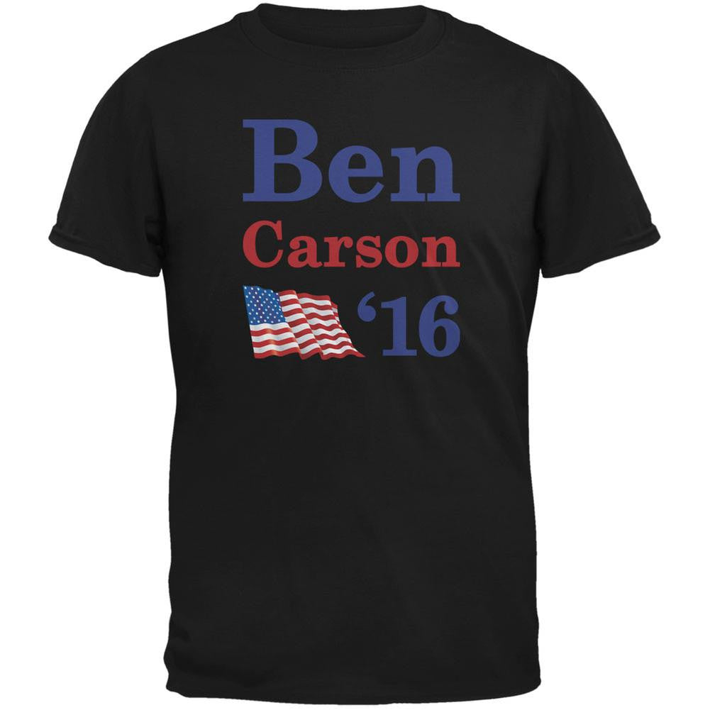 Election 2016 16 Flag Ben Carson Black Adult T-Shirt Men's T-Shirts Old Glory 2XL Black 