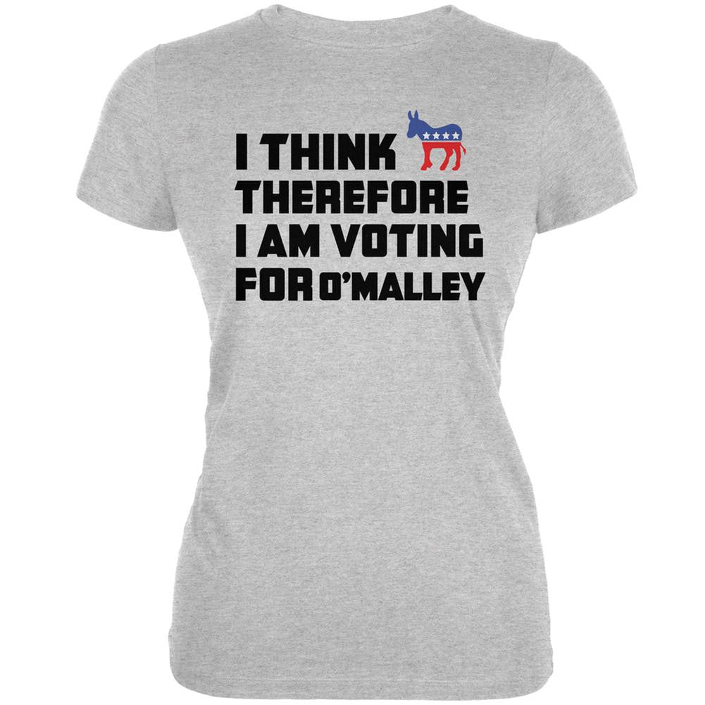 Election 2016 I Think Therefore O'Malley Heather Juniors Soft T-Shirt Juniors T-Shirts Old Glory 2XL Grey 