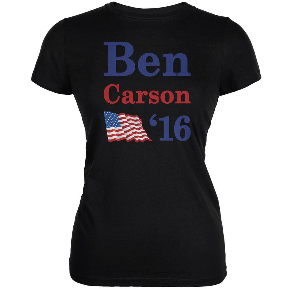 Election 2016 16 Flag Ben Carson Black Juniors Soft T-Shirt Juniors T-Shirts Old Glory 2XL Black 