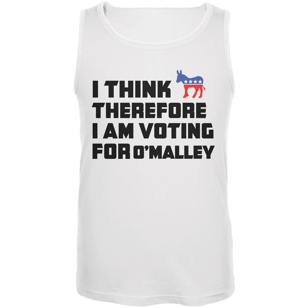 Election 2016 I Think Therefore O'Malley White Adult Tank Top Men's Tank Tops Old Glory 2XL White 