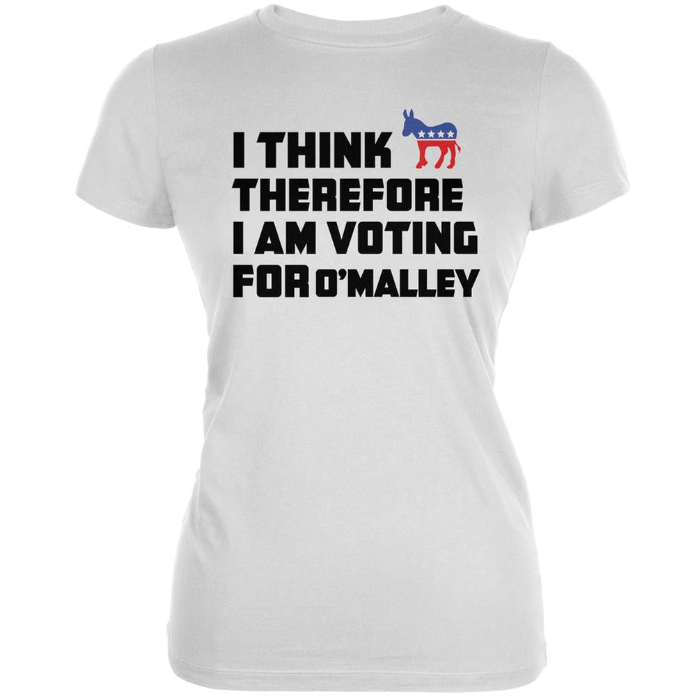 Election 2016 I Think Therefore O'Malley White Juniors Soft T-Shirt Juniors T-Shirts Old Glory 2XL White 