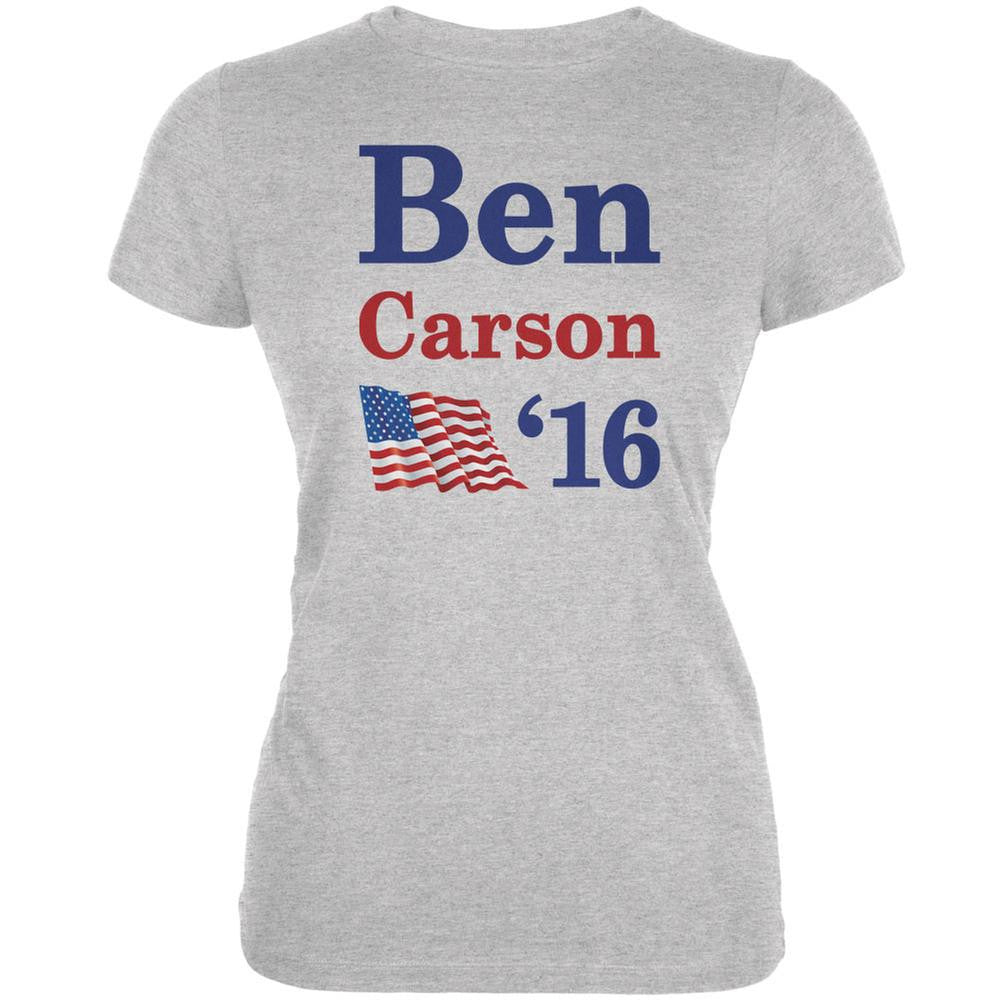 Election 2016 16 Flag Ben Carson Heather Grey Juniors Soft T-Shirt Juniors T-Shirts Old Glory 2XL Grey 