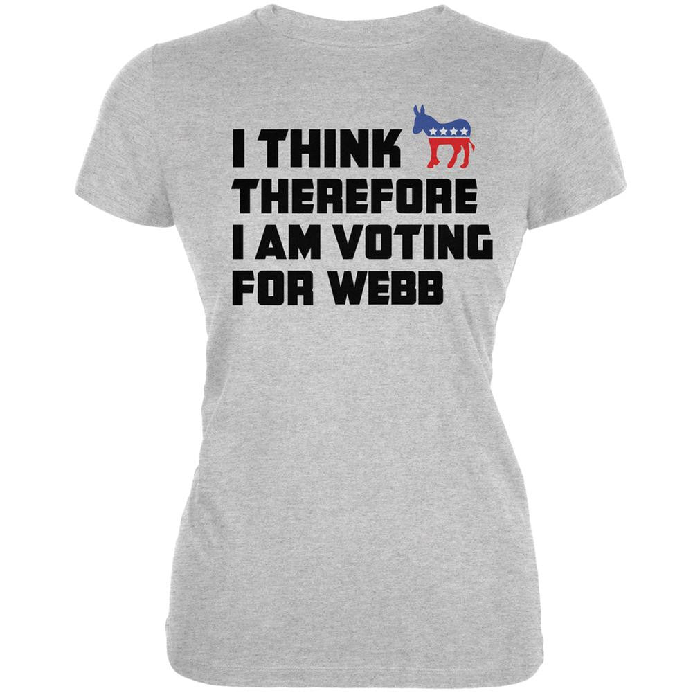 Election 2016 I Think Therefore Webb Heather Grey Juniors Soft T-Shirt Juniors T-Shirts Old Glory 2XL Grey 