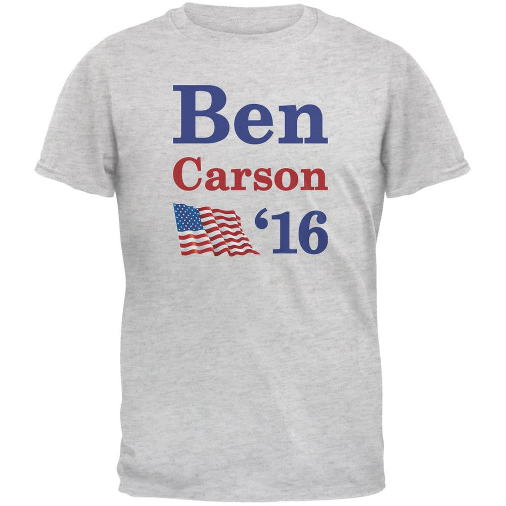 Election 2016 16 Flag Ben Carson Light Heather Grey Adult T-Shirt Men's T-Shirts Old Glory 2XL Grey 