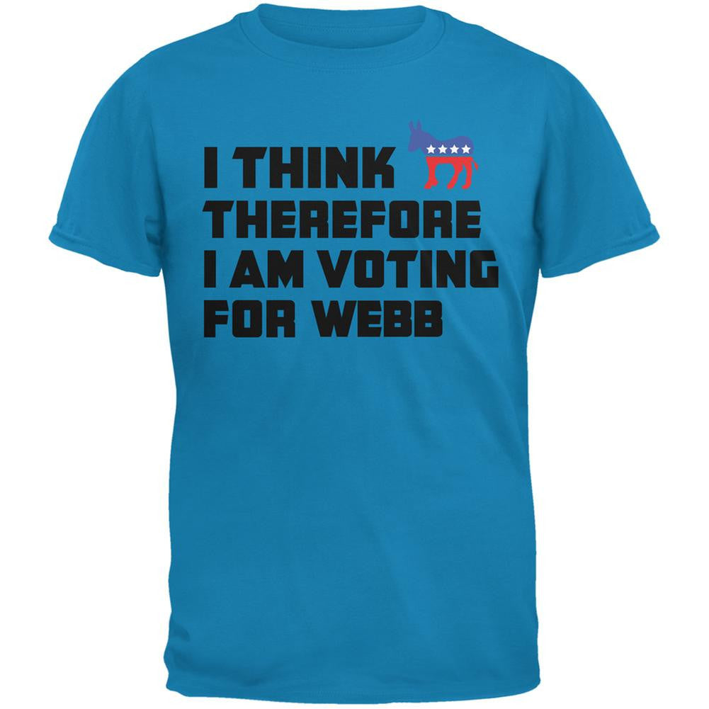 Election 2016 I Think Therefore Webb Sapphire Blue Adult T-Shirt Men's T-Shirts Old Glory 2XL Blue 