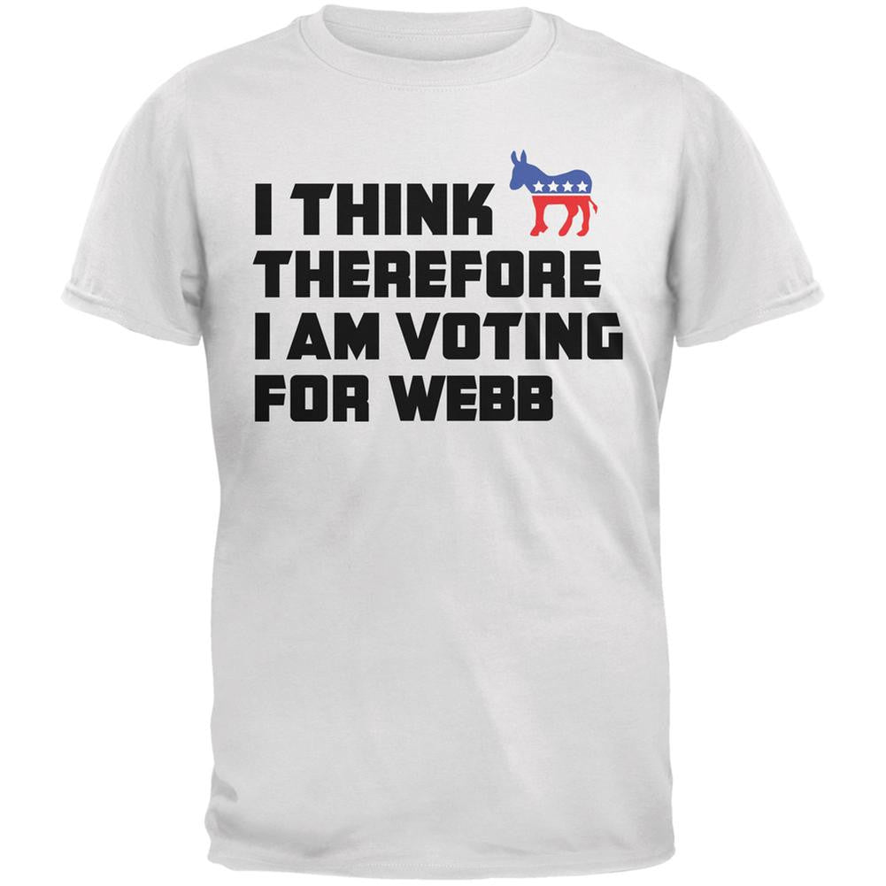 Election 2016 I Think Therefore Webb White Adult T-Shirt Men's T-Shirts Old Glory 2XL White 