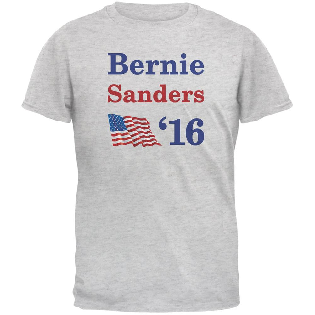 Election 2016 16 Flag Bernie Sanders Light Heather Grey Adult T-Shirt Men's T-Shirts Old Glory 2XL Grey 