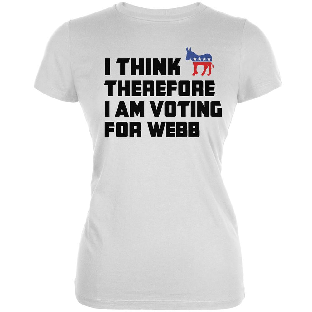 Election 2016 I Think Therefore Webb White Juniors Soft T-Shirt Juniors T-Shirts Old Glory 2XL White 