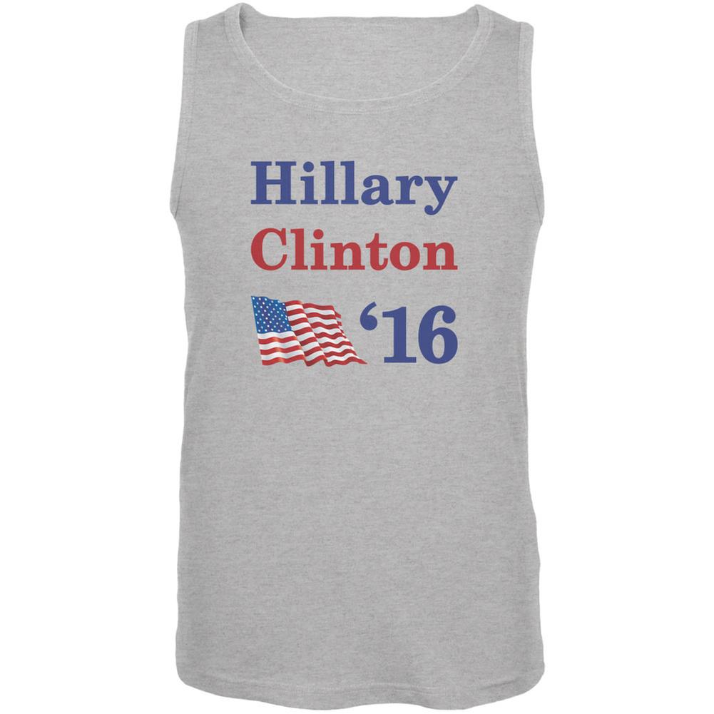 Election 2016 16 Flag Hillary Clinton Heather Grey Adult Tank Top Men's Tank Tops Old Glory 2XL Grey 