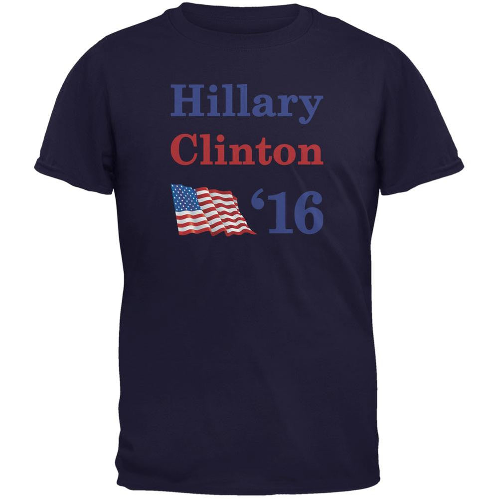 Election 2016 16 Flag Hillary Clinton Navy Adult T-Shirt Men's T-Shirts Old Glory 2XL Blue 