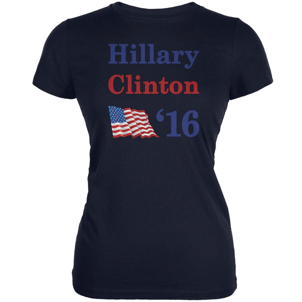 Election 2016 16 Flag Hillary Clinton Navy Juniors Soft T-Shirt Juniors T-Shirts Old Glory 2XL Blue 