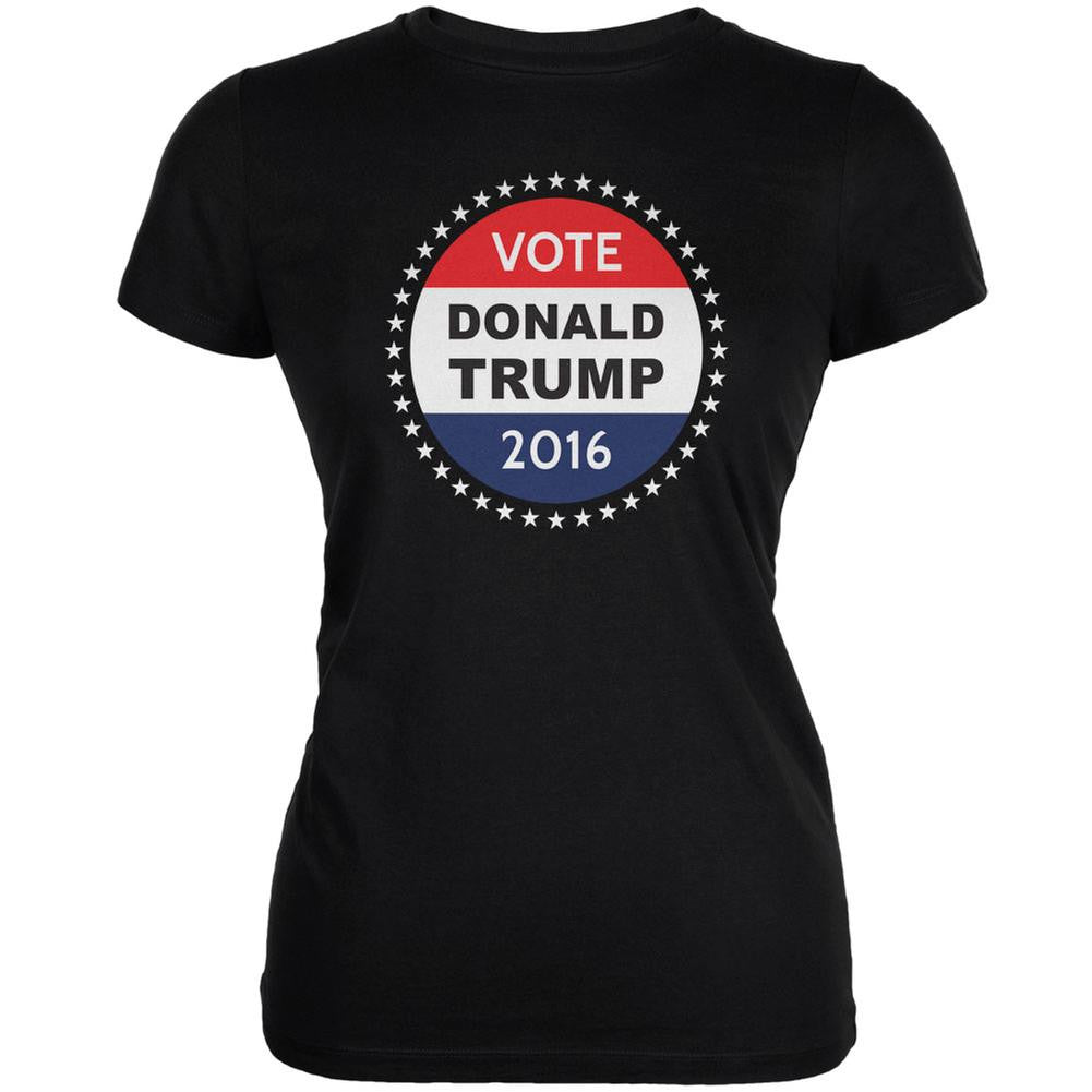 Election 2016 Donald Trump Badge Black Juniors Soft T-Shirt Juniors T-Shirts Old Glory 2XL Black 