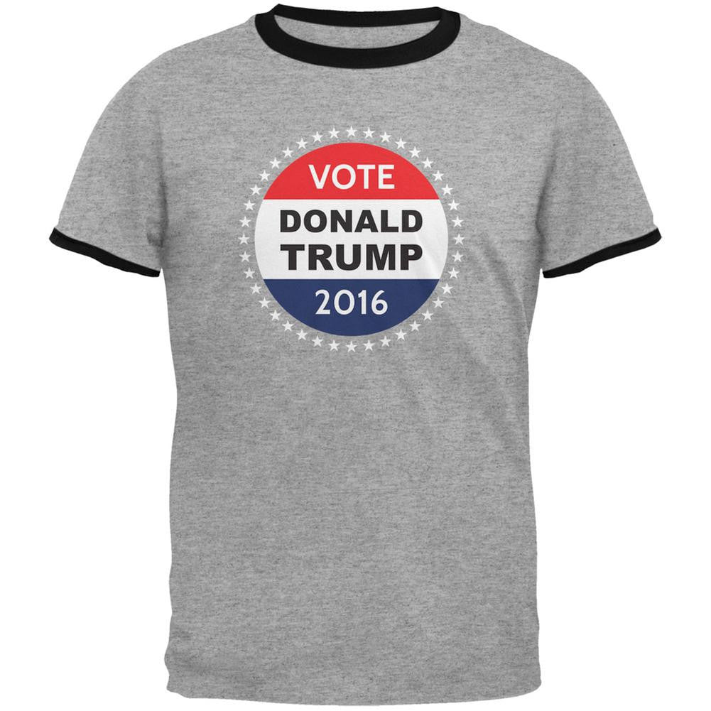 Election 2016 Donald Trump Badge Heather/Black Men's Ringer T-Shirt Men's T-Shirts Old Glory LG Multi 