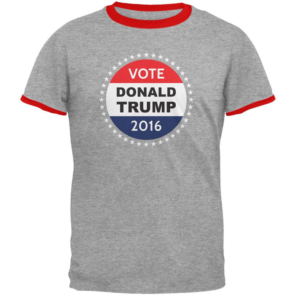 Election 2016 Donald Trump Badge Heather/Red Men's Ringer T-Shirt Men's T-Shirts Old Glory 2XL Multi 