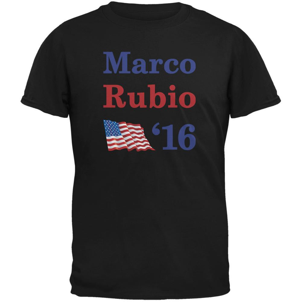 Election 2016 16 Flag Marco Rubio Black Adult T-Shirt Men's T-Shirts Old Glory 2XL Black 