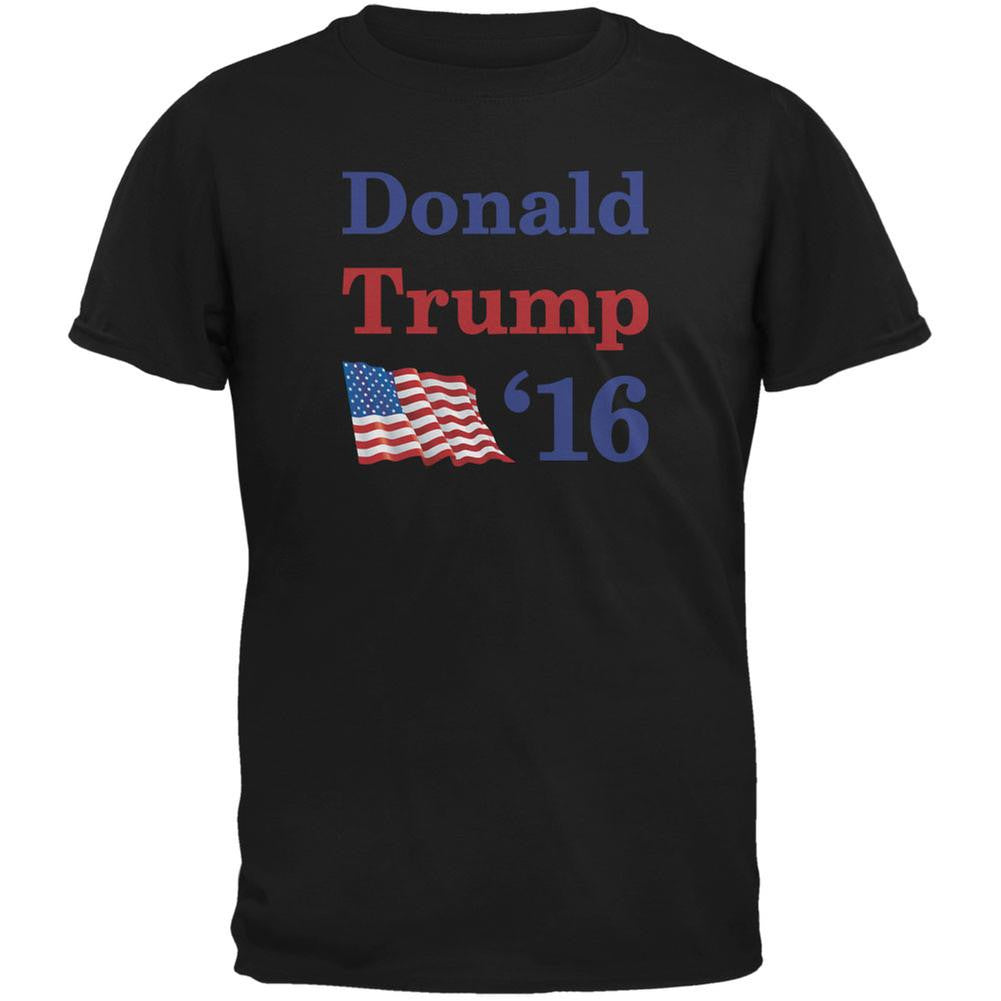 Election 2016 16 Flag Donald Trump Black Adult T-Shirt Men's T-Shirts Old Glory 2XL Black 