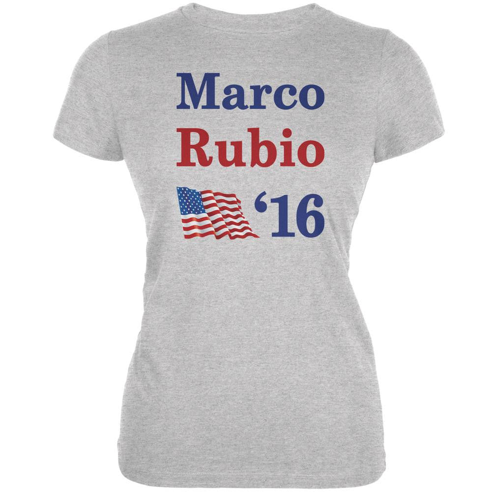 Election 2016 16 Flag Marco Rubio Heather Grey Juniors Soft T-Shirt Juniors T-Shirts Old Glory 2XL Grey 