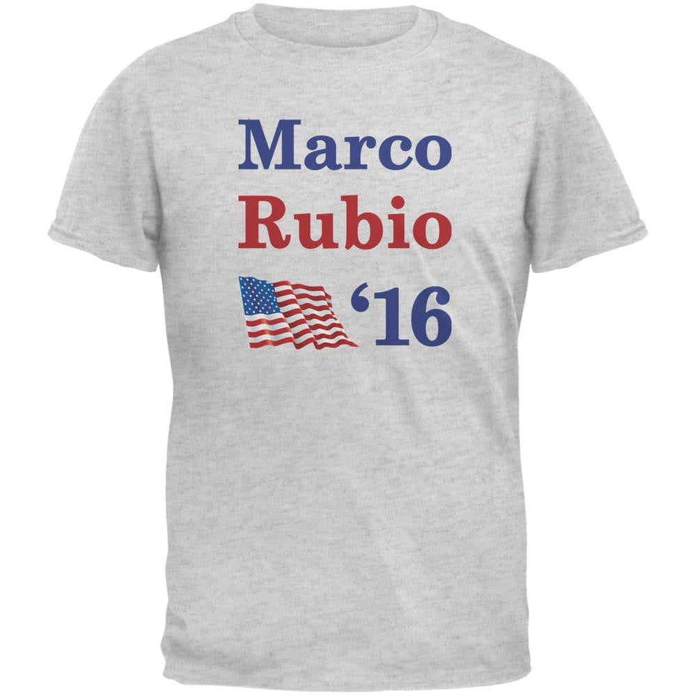 Election 2016 16 Flag Marco Rubio Light Heather Grey Adult T-Shirt Men's T-Shirts Old Glory 2XL Grey 