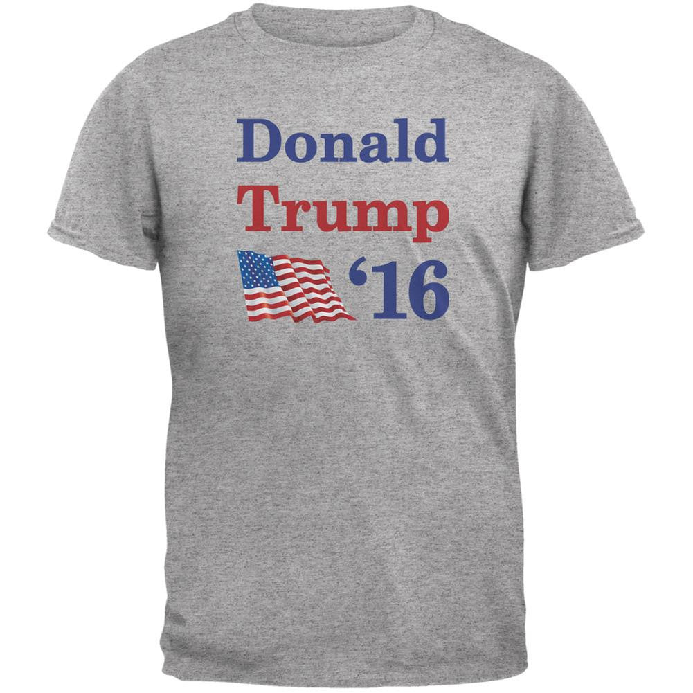 Election 2016 16 Flag Donald Trump Light Heather Grey Adult T-Shirt Men's T-Shirts Old Glory 2XL Grey 