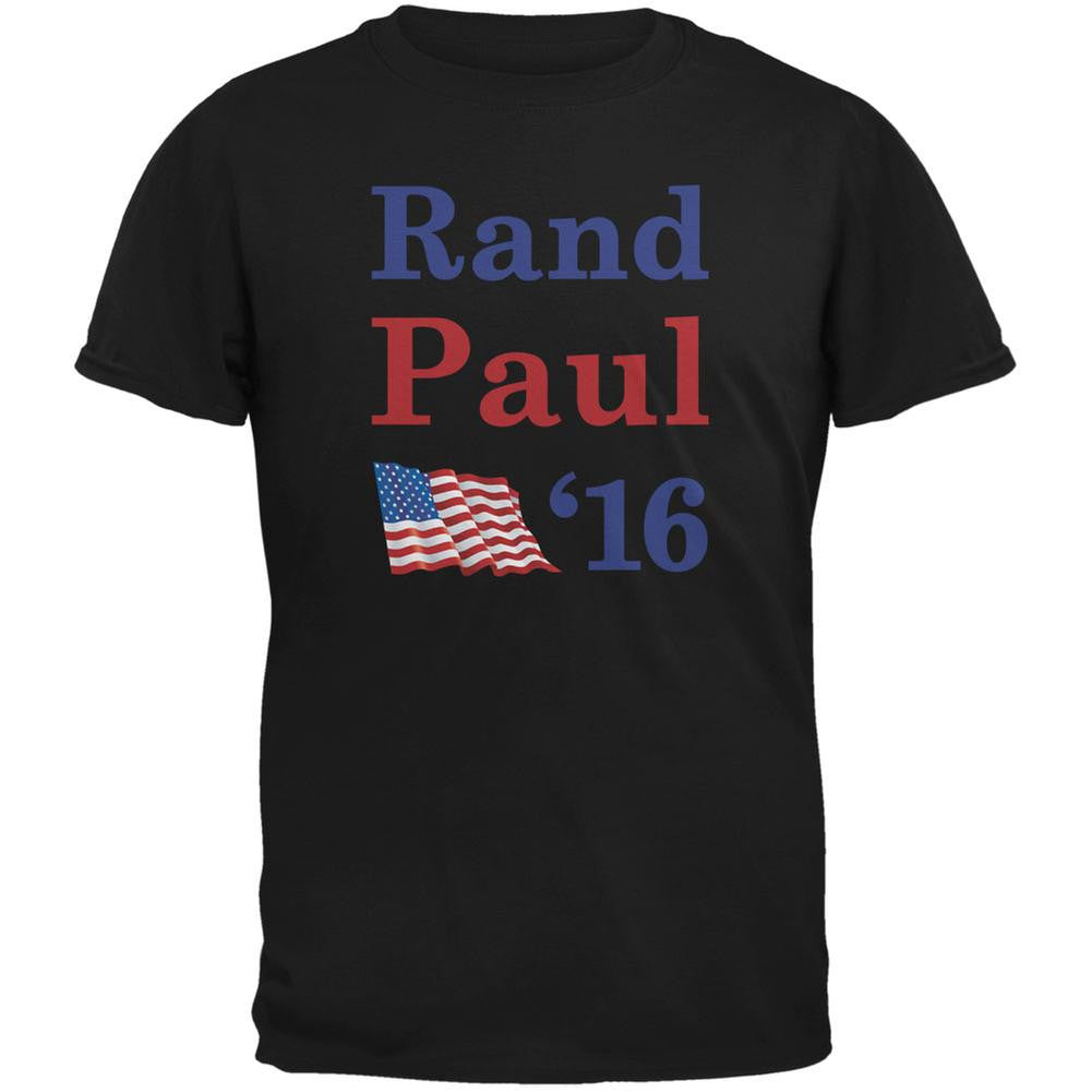 Election 2016 16 Flag Rand Paul Black Adult T-Shirt Men's T-Shirts Old Glory 2XL Black 