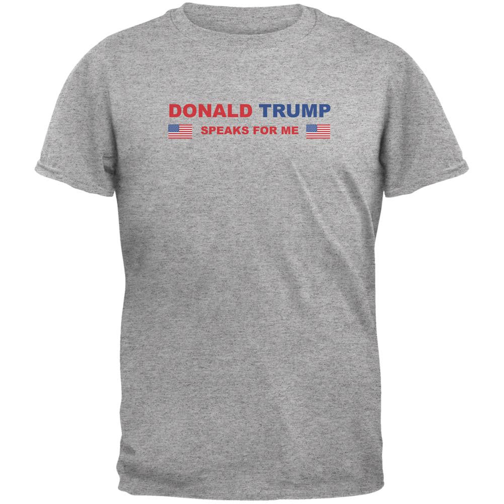 Election 2016 Trump Speaks For Me Heather Grey Adult T-Shirt Men's T-Shirts Old Glory 2XL Grey 