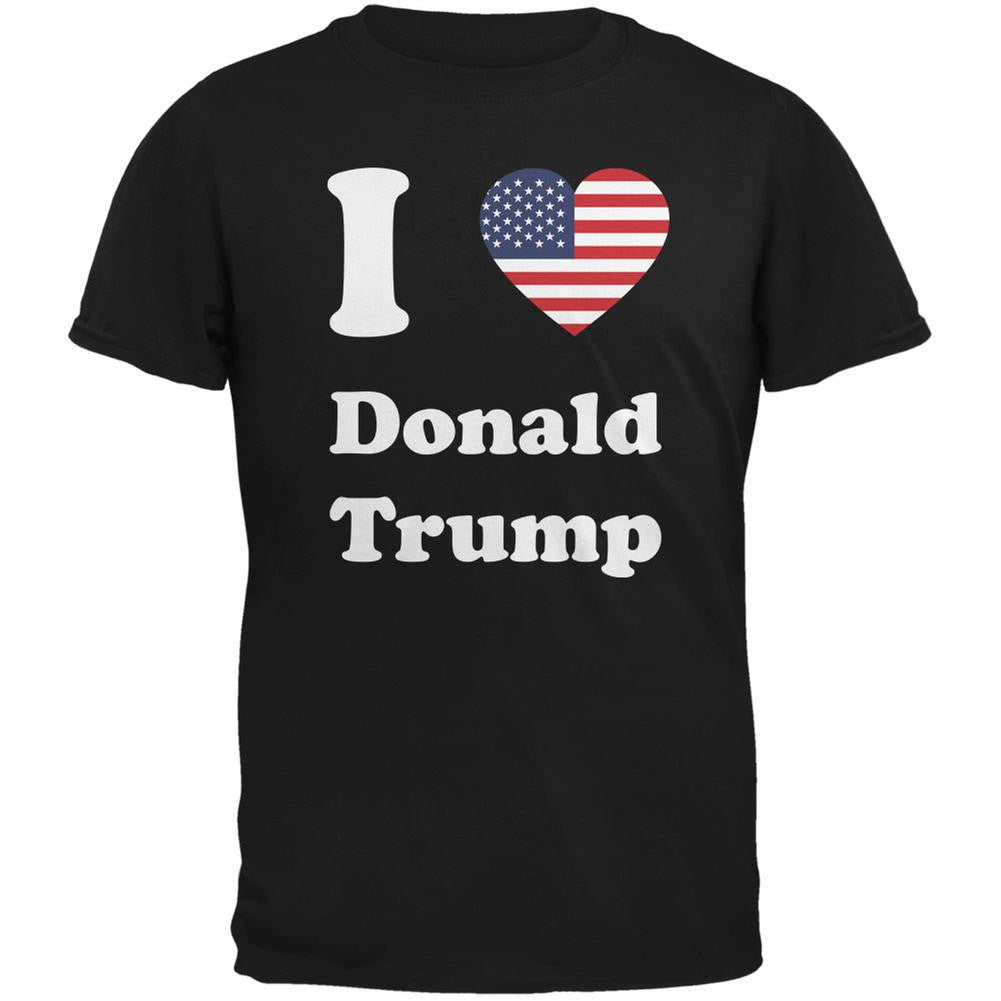 Election 2016 I Heart Donald Trump Black Adult T-Shirt Men's T-Shirts Old Glory 2XL Black 