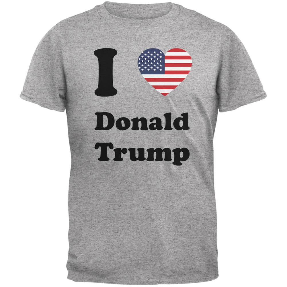 Election 2016 I Heart Donald Trump Heather Grey Adult T-Shirt Men's T-Shirts Old Glory 2XL Grey 