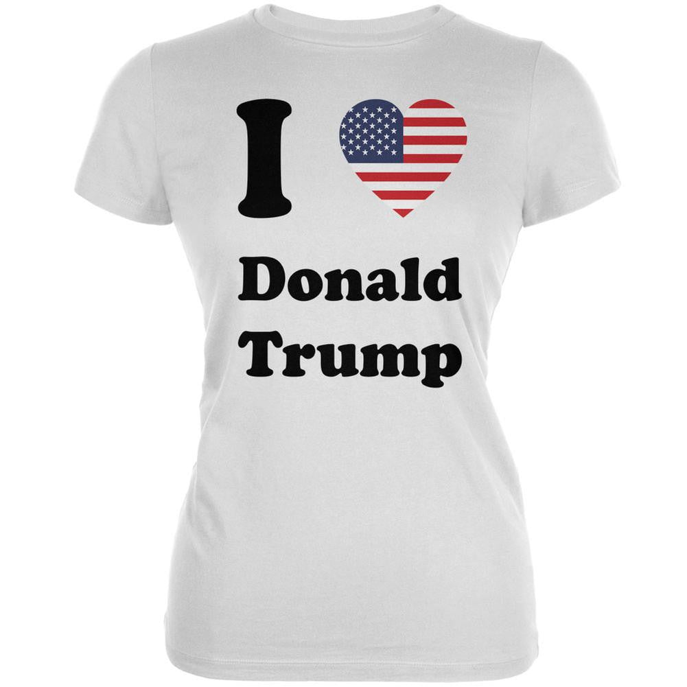 Election 2016 I Heart Donald Trump White Juniors Soft T-Shirt Juniors T-Shirts Old Glory 2XL White 