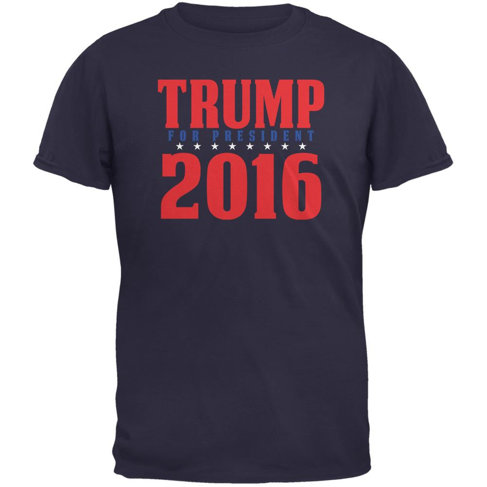 Election 2016 Trump For President 2016 Stacked Navy Adult T-Shirt Men's T-Shirts Old Glory 2XL Blue 