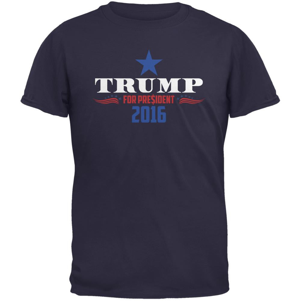 Election 2016 Trump For President Dollar Sign Navy Adult T-Shirt Men's T-Shirts Old Glory 2XL Blue 