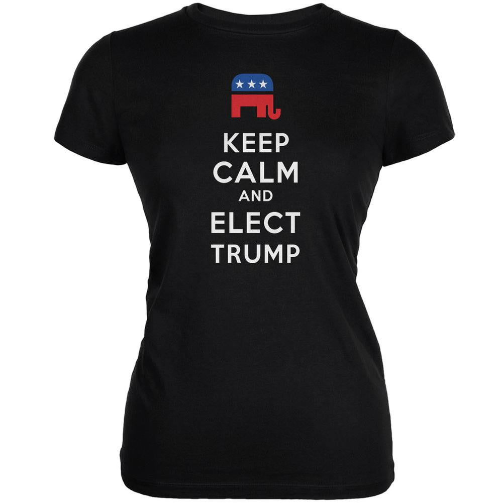 Election 2016 Keep Calm and Elect Trump Black Juniors Soft T-Shirt Juniors T-Shirts Old Glory 2XL Black 