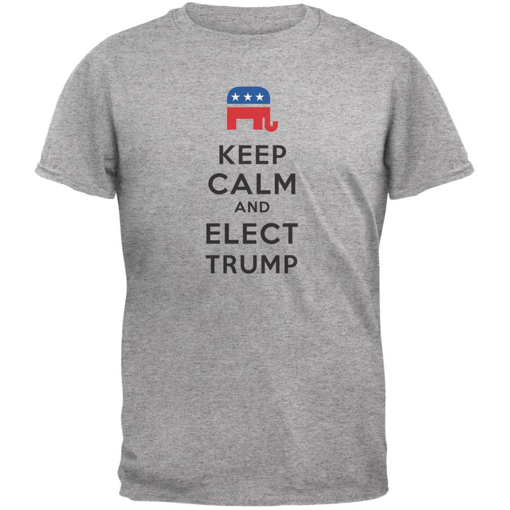 Election 2016 Keep Calm and Elect Trump Heather Grey Adult T-Shirt Men's T-Shirts Old Glory 2XL Grey 