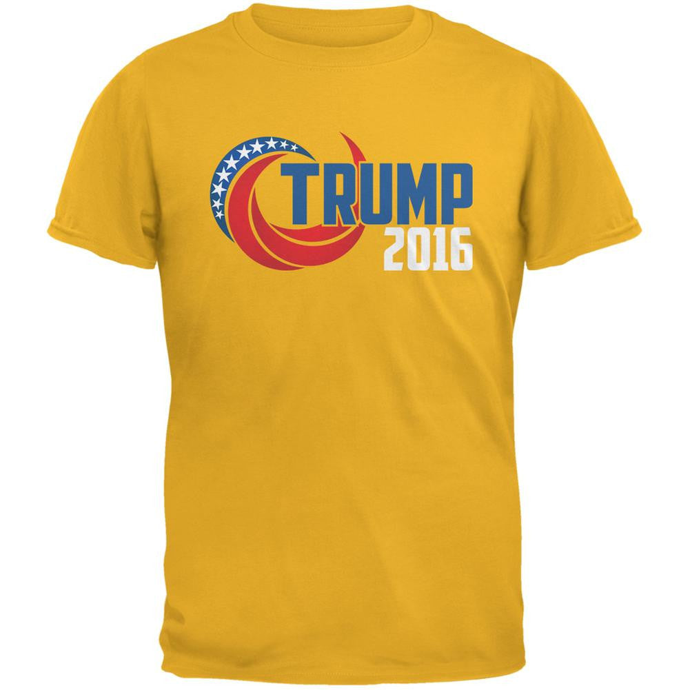 Election 2016 Trump 2016 Swoosh Gold Adult T-Shirt Men's T-Shirts Old Glory 2XL Yellow 