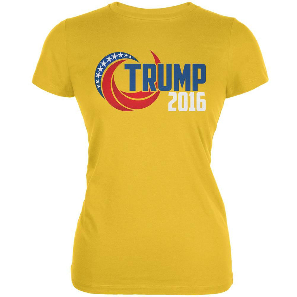 Election 2016 Trump 2016 Swoosh Bright Yellow Juniors Soft T-Shirt Juniors T-Shirts Old Glory 2XL Yellow 