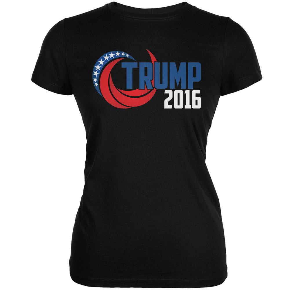 Election 2016 Trump 2016 Swoosh Black Juniors Soft T-Shirt Juniors T-Shirts Old Glory 2XL Black 