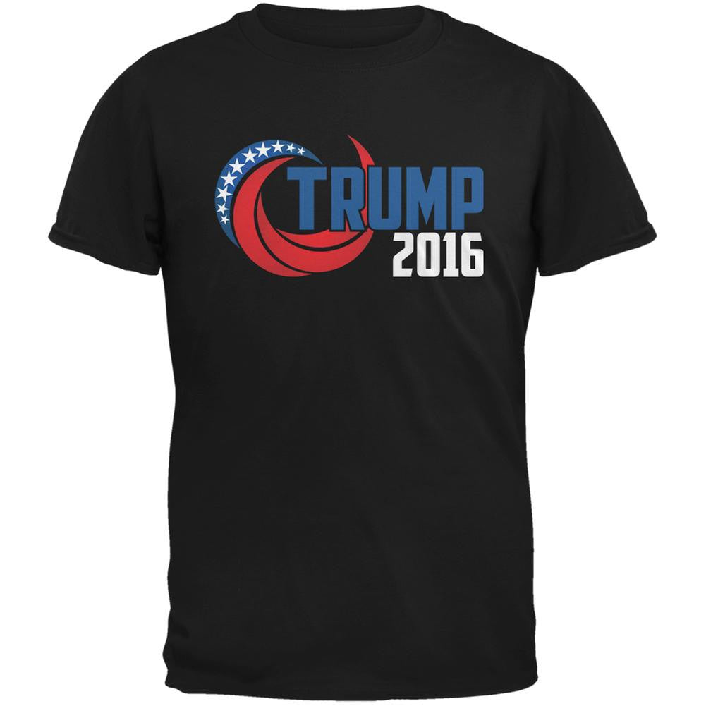 Election 2016 Trump 2016 Swoosh Black Adult T-Shirt Men's T-Shirts Old Glory 2XL Black 