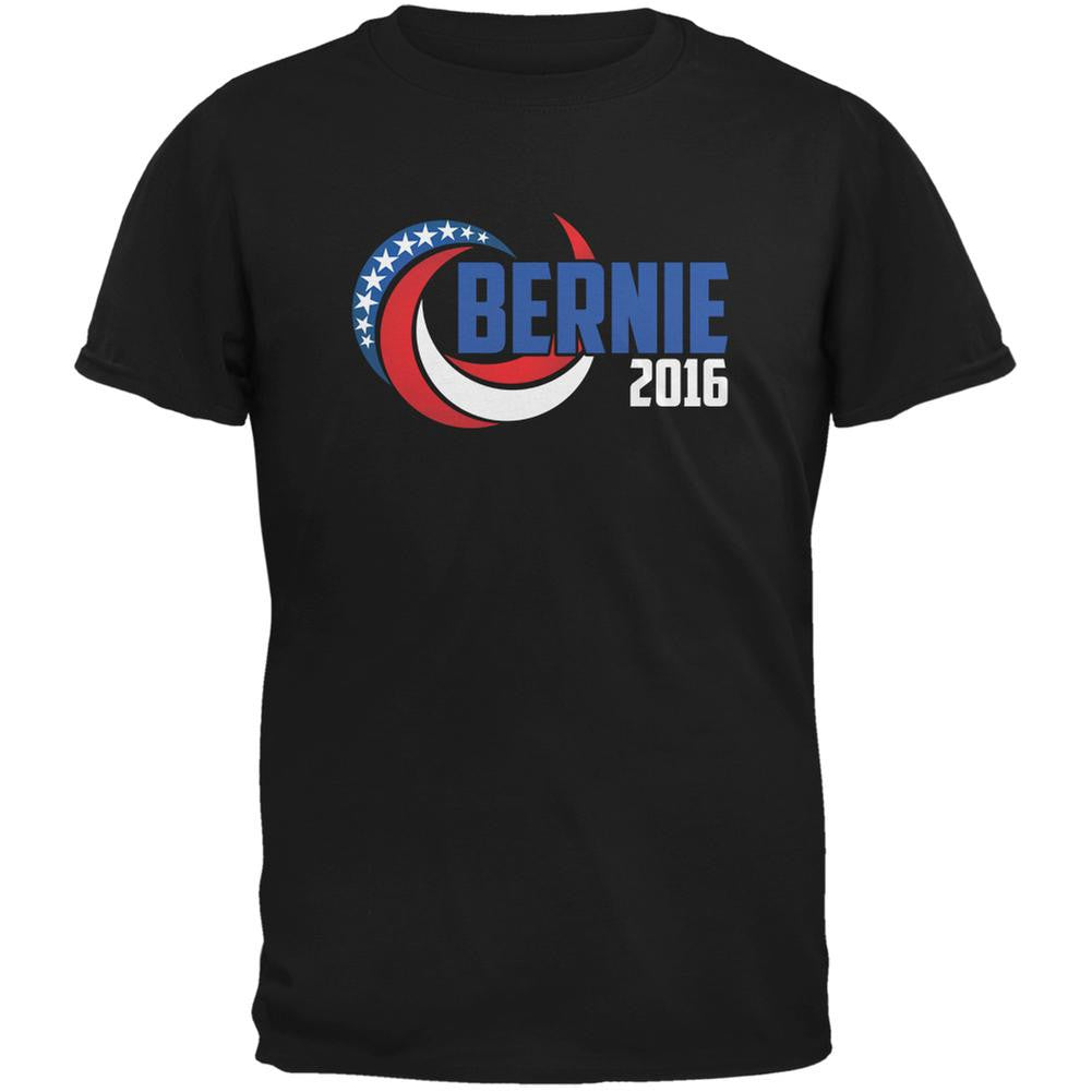 Election 2016 Bernie 2016 Swoosh Black Adult T-Shirt Men's T-Shirts Old Glory 2XL Black 