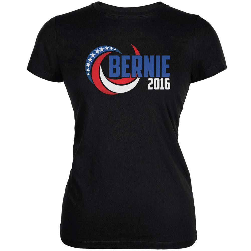 Election 2016 Bernie 2016 Swoosh Black Juniors Soft T-Shirt Juniors T-Shirts Old Glory 2XL Black 