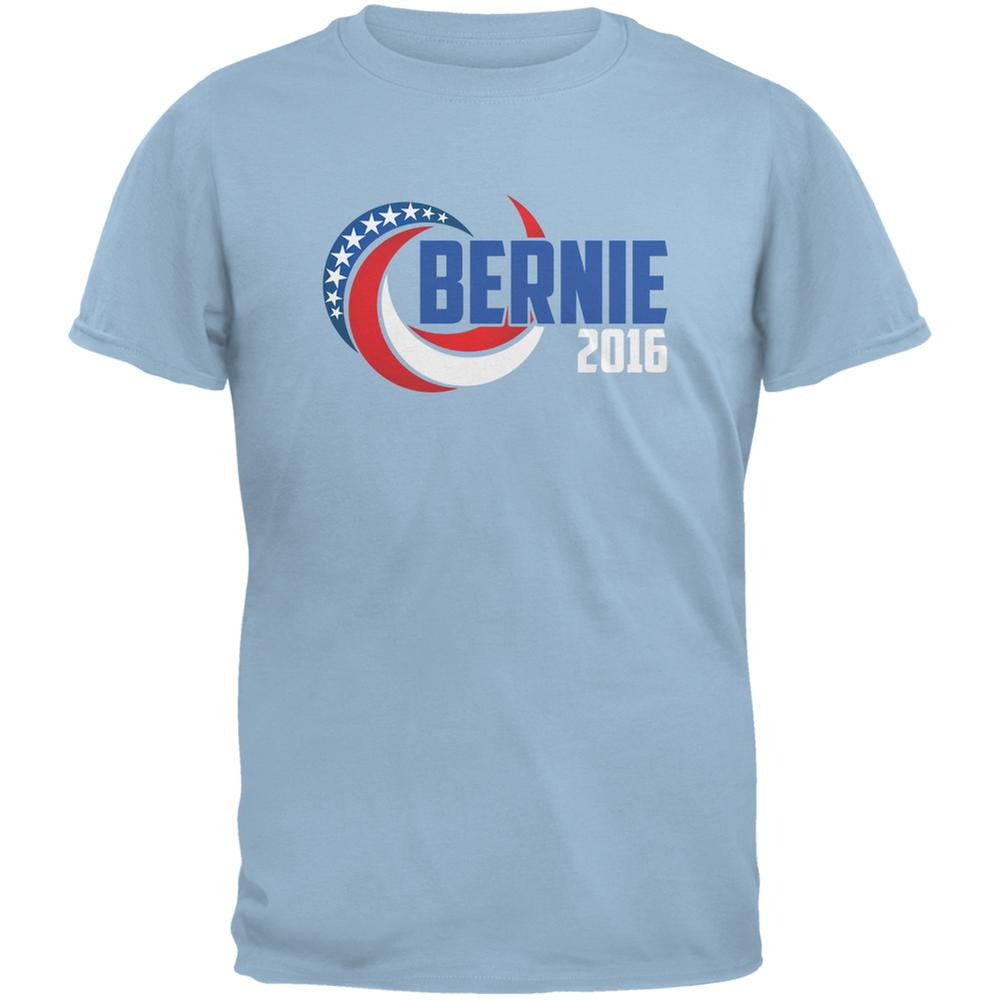 Election 2016 Bernie 2016 Swoosh Light Blue Adult T-Shirt Men's T-Shirts Old Glory 2XL Blue 