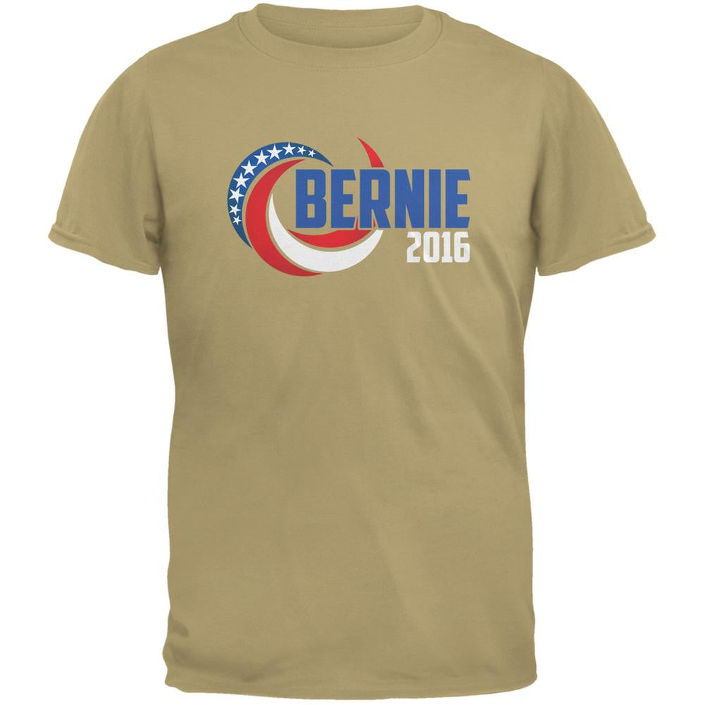 Election 2016 Bernie 2016 Swoosh Tan Adult T-Shirt Men's T-Shirts Old Glory 2XL Beige 