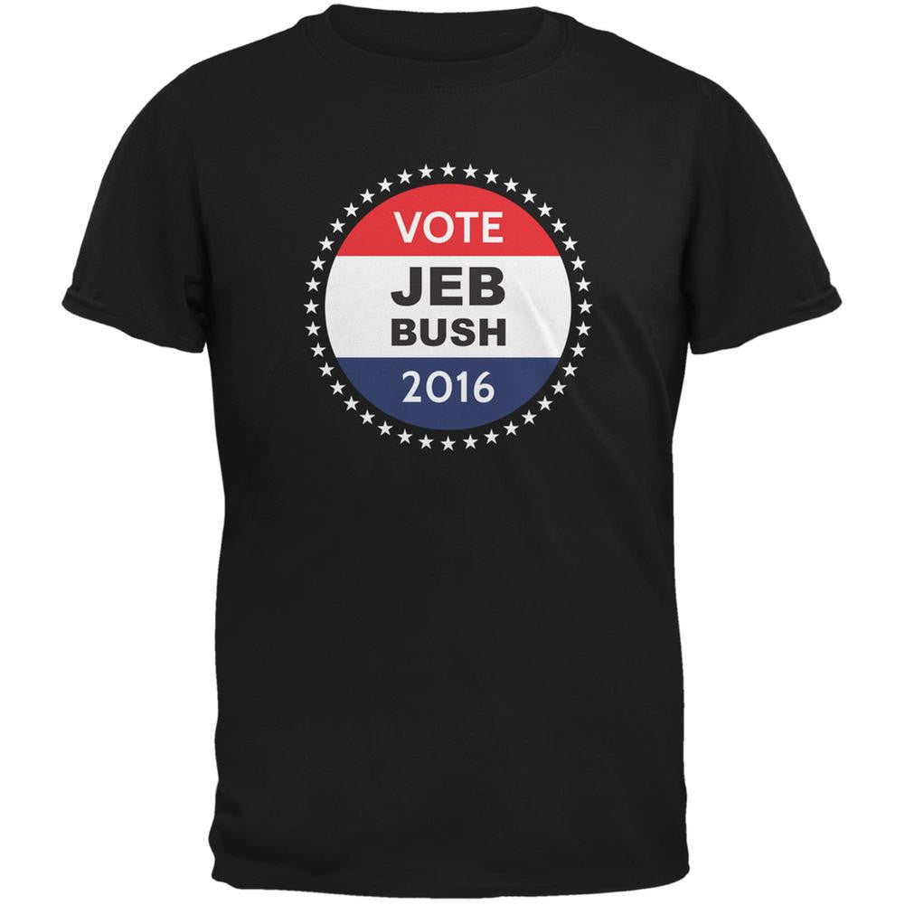 Election 2016 Jeb Bush Badge Black Adult T-Shirt Men's T-Shirts Old Glory 2XL Black 