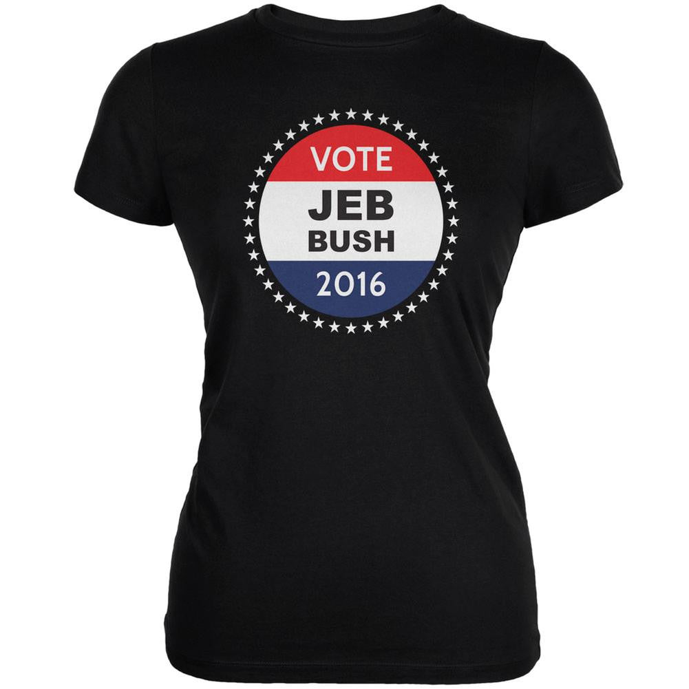 Election 2016 Jeb Bush Badge Black Juniors Soft T-Shirt Juniors T-Shirts Old Glory 2XL Black 