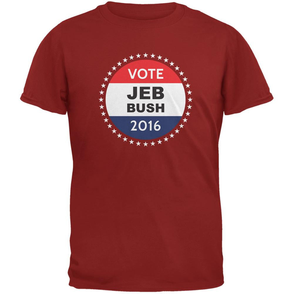 Election 2016 Jeb Bush Badge Cardinal Red Adult T-Shirt Men's T-Shirts Old Glory 2XL Red 