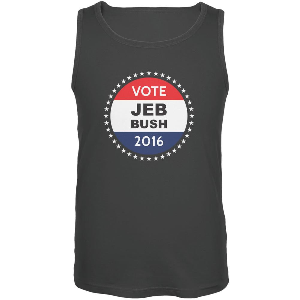 Election 2016 Jeb Bush Badge Charcoal Grey Adult Tank Top Men's Tank Tops Old Glory 2XL Grey 