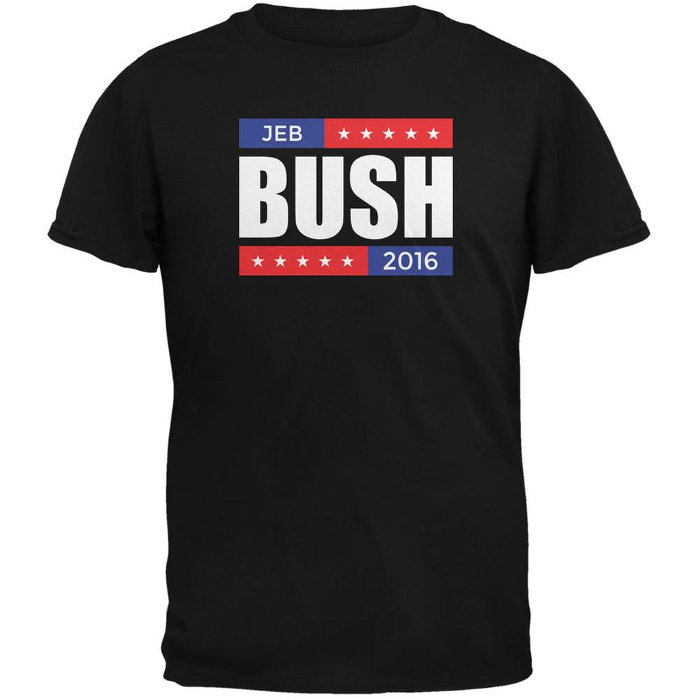 Election 2016 Jeb Bush Stacked Black Adult T-Shirt Men's T-Shirts Old Glory 2XL Black 