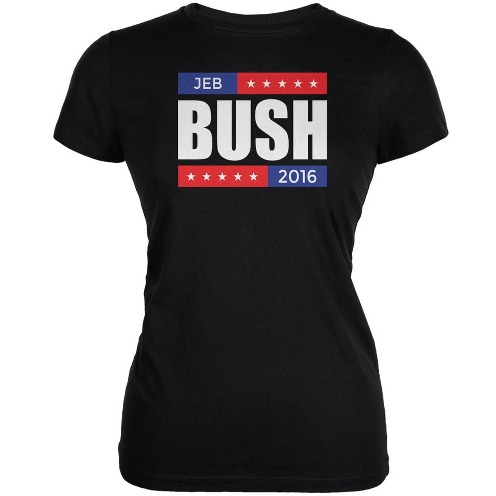 Election 2016 Jeb Bush Stacked Black Juniors Soft T-Shirt Juniors T-Shirts Old Glory 2XL Black 