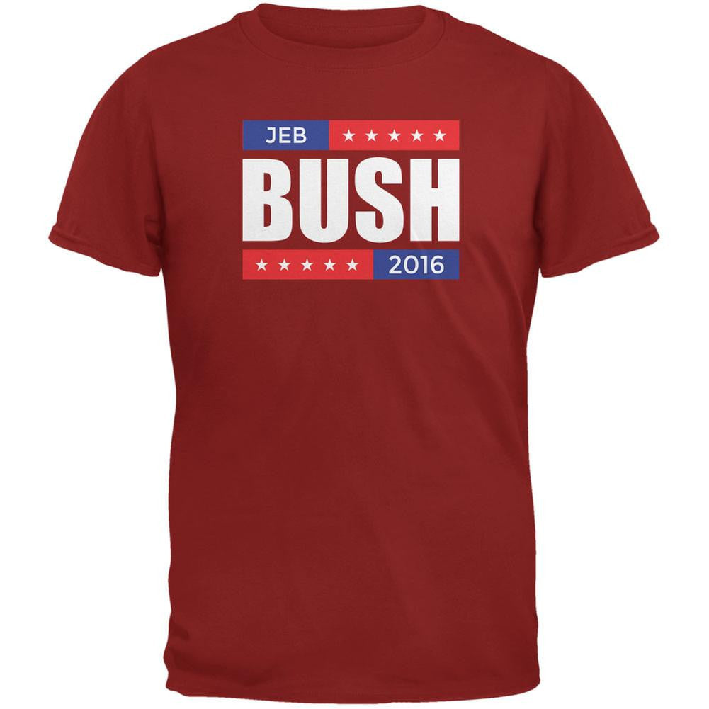 Election 2016 Jeb Bush Stacked Cardinal Red Adult T-Shirt Men's T-Shirts Old Glory 2XL Red 